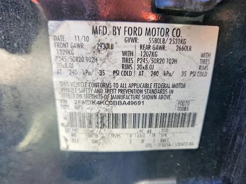 2011 FORD EDGE LIMITED  