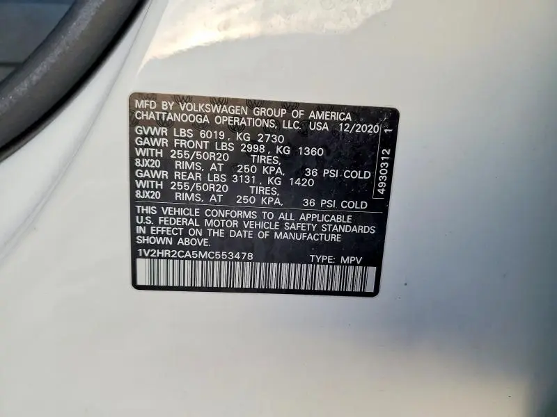 2021 VOLKSWAGEN ATLAS SE  