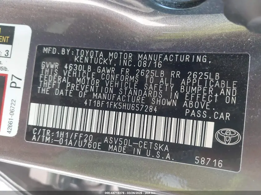 2017 TOYOTA CAMRY SE