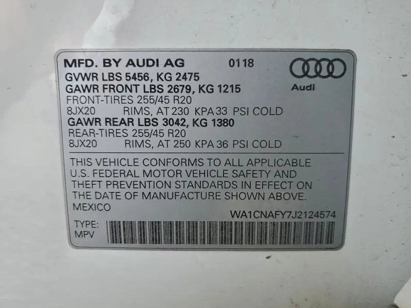 2018 AUDI Q5 PRESTIGE  