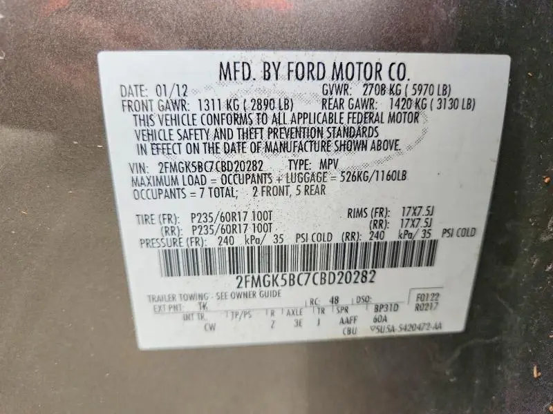 2012 FORD FLEX SE  