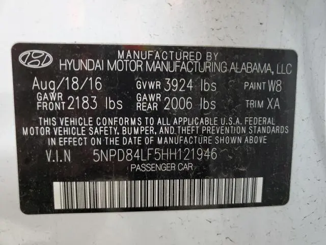 2017 HYUNDAI ELANTRA SE  
