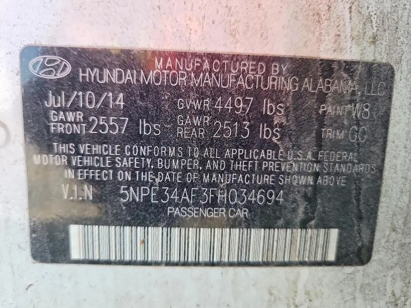 2015 HYUNDAI SONATA LIMITED  