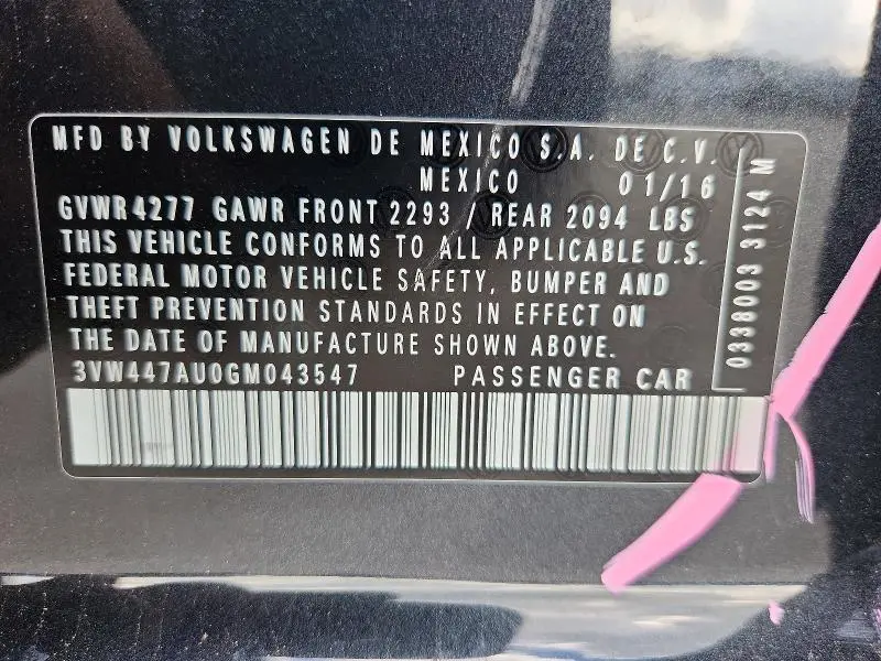 2016 VOLKSWAGEN GTI S  