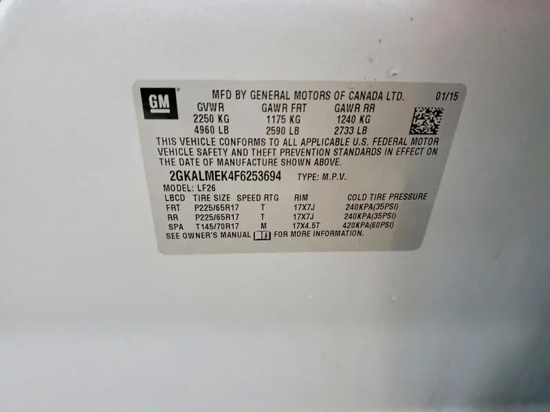 2015 GMC TERRAIN SLE  