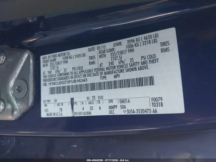 2015 FORD ESCAPE SE