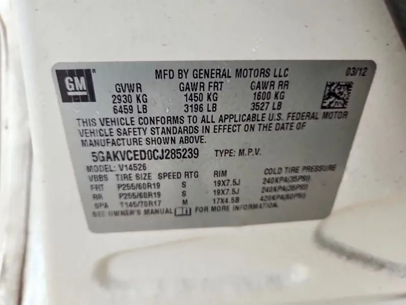 2012 BUICK ENCLAVE   