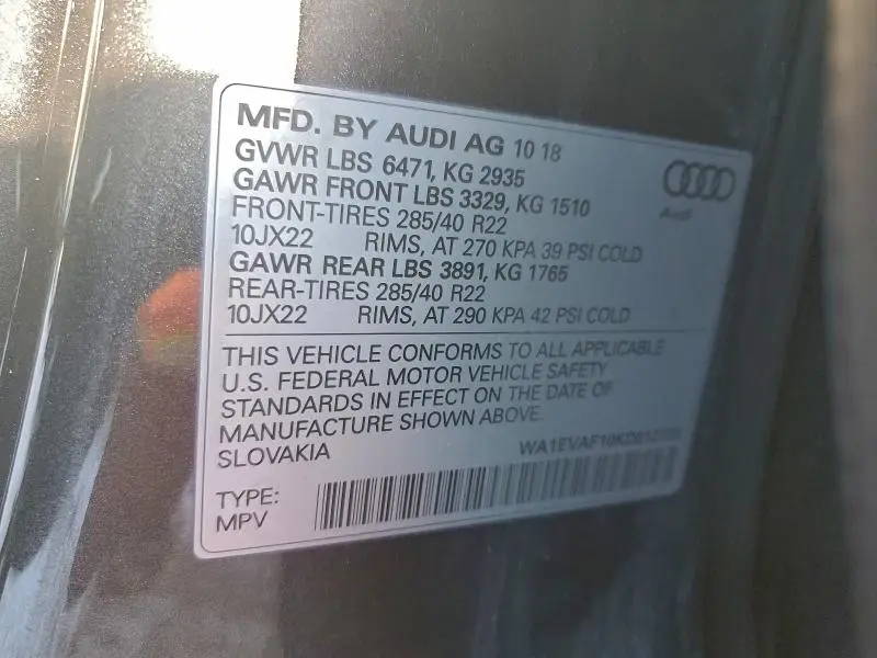 2019 AUDI Q8 PREMIUM PLUS S-LINE  