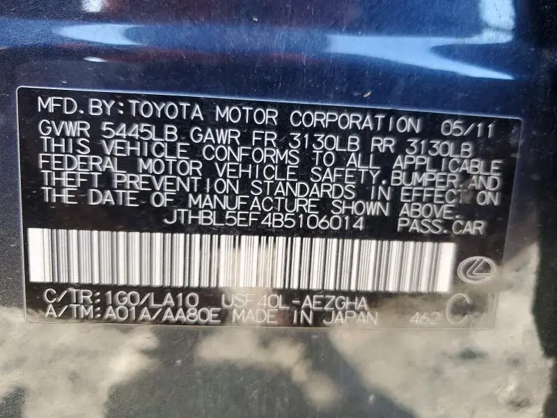 2011 LEXUS LS 460 BASE  