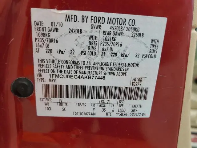 2010 FORD ESCAPE LIMITED  