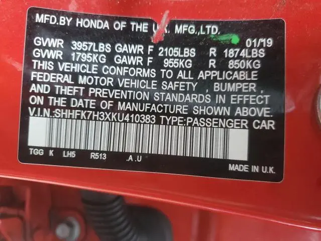 2019 HONDA CIVIC LX  