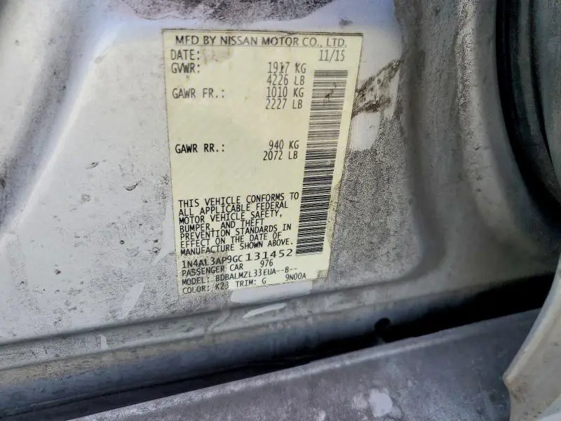 2016 NISSAN ALTIMA 2.5 SV  