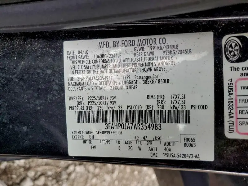 2010 FORD FUSION SEL  