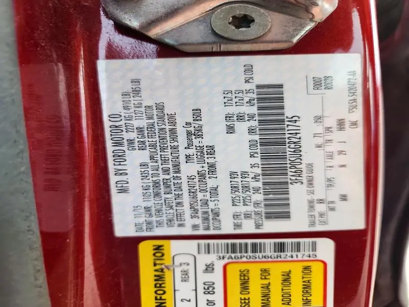 2016 FORD FUSION TITANIUM PHEV  