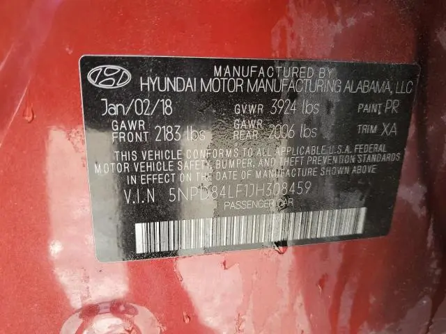 2018 HYUNDAI ELANTRA SEL  