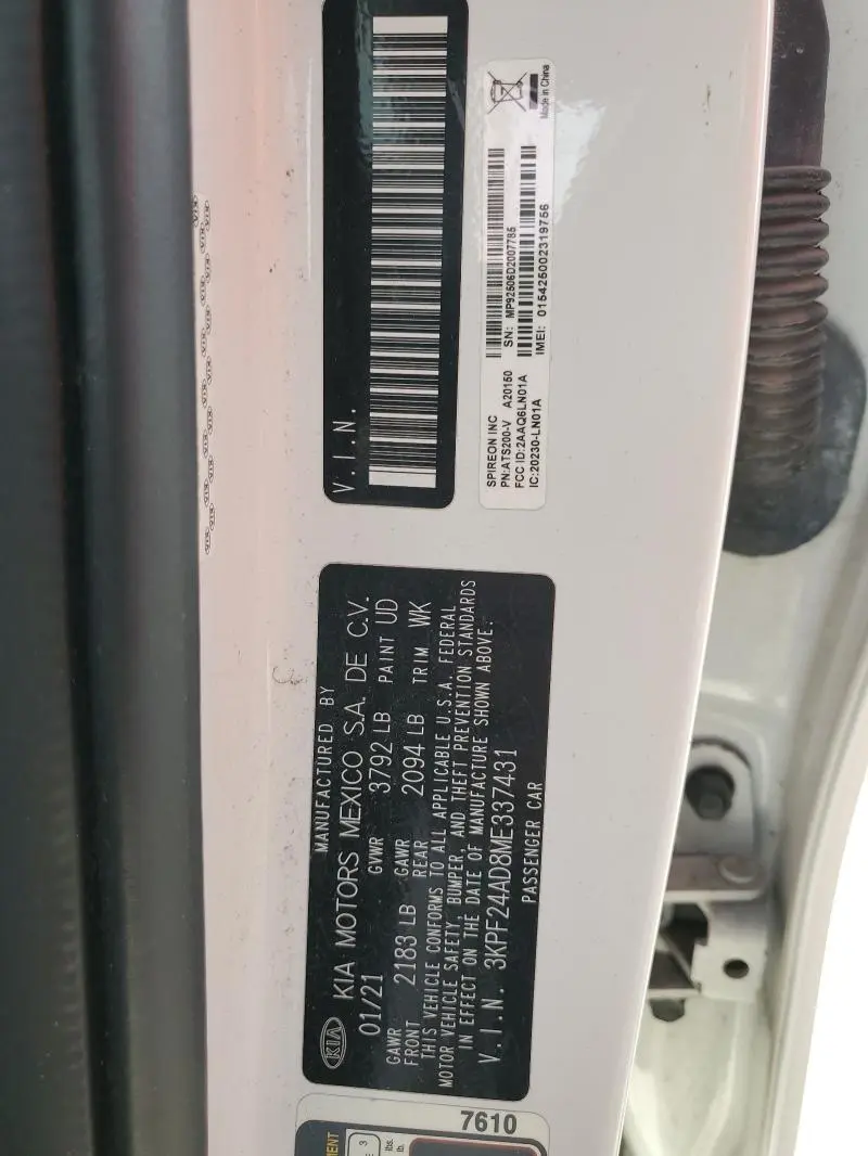 2021 KIA FORTE   