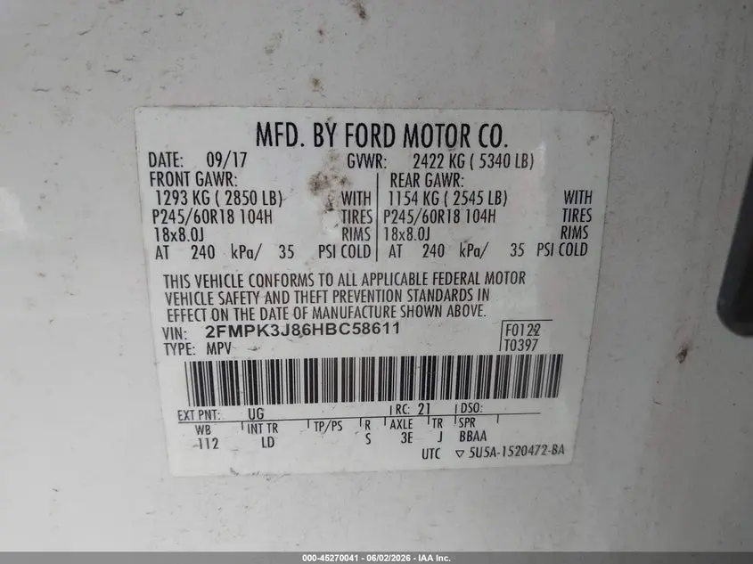 2017 FORD EDGE SEL