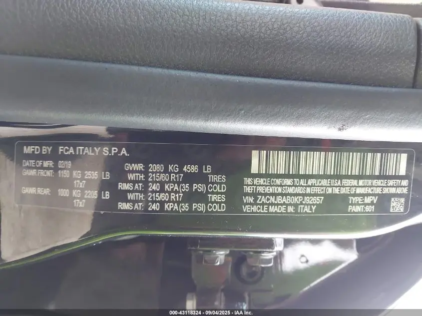 2019 JEEP RENEGADE SPORT 4X4