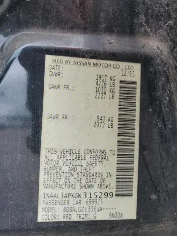2016 NISSAN ALTIMA 2.5  
