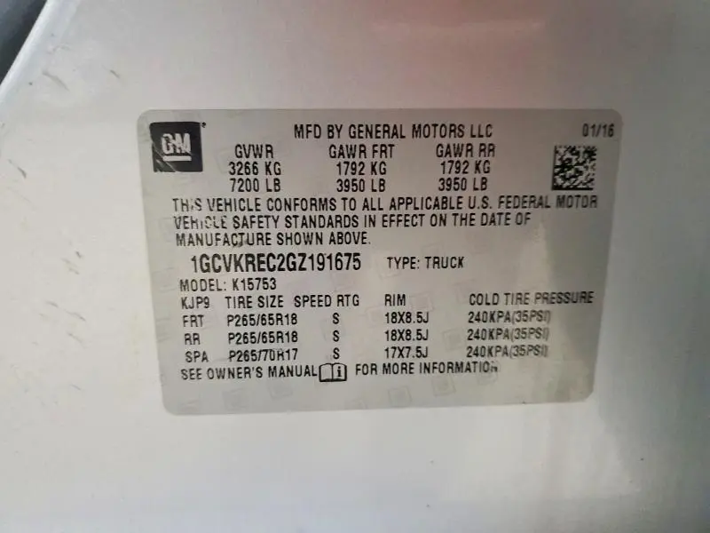 2016 CHEVROLET SILVERADO K1500 LT  