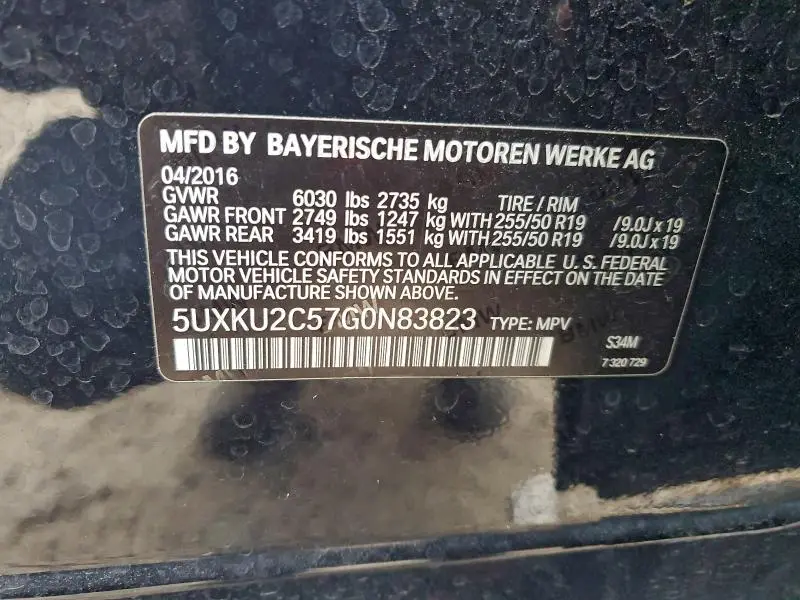 2016 BMW X6 XDRIVE35I  