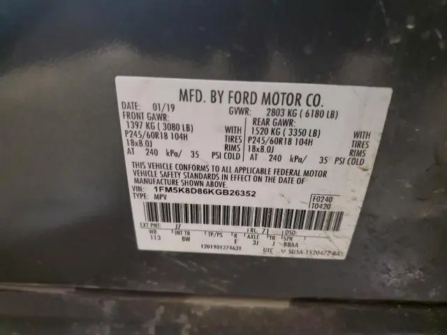 2019 FORD EXPLORER XLT  