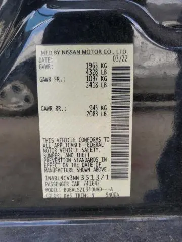 2022 NISSAN ALTIMA SR  