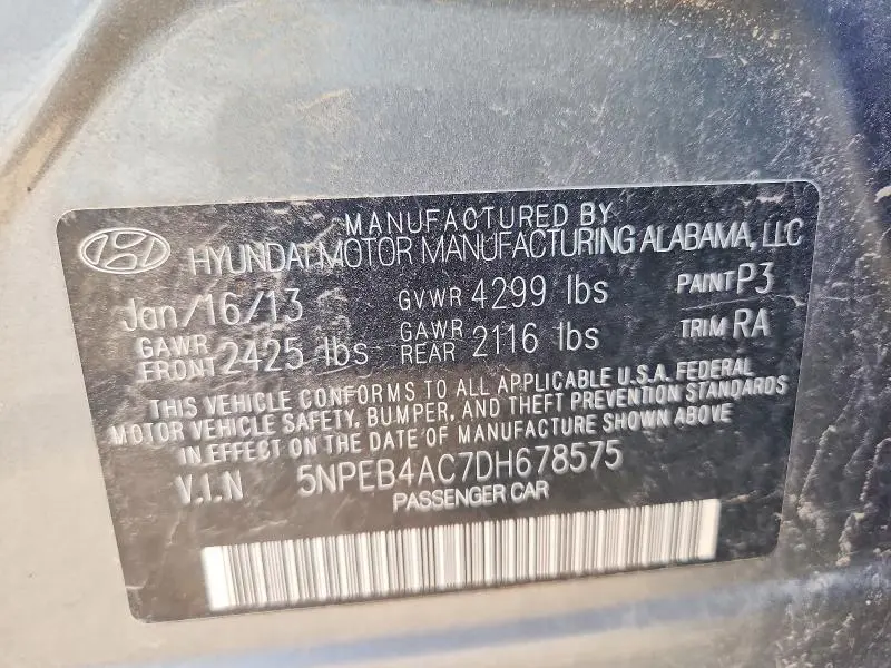 2013 HYUNDAI SONATA GLS  