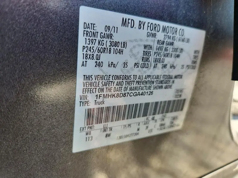 2012 FORD EXPLORER XLT  