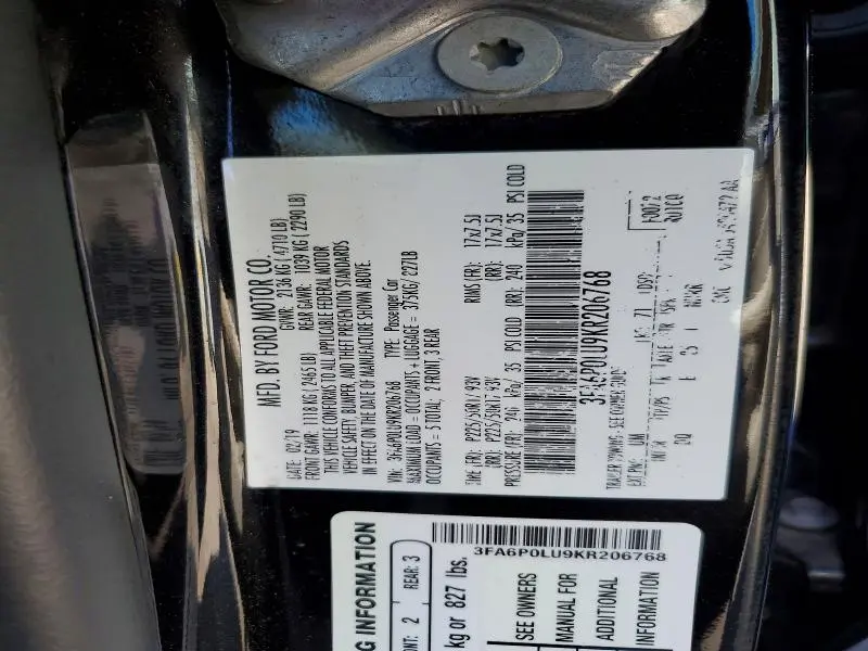 2019 FORD FUSION SE  