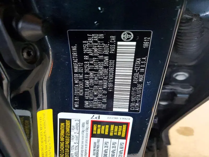 2012 TOYOTA CAMRY SE  