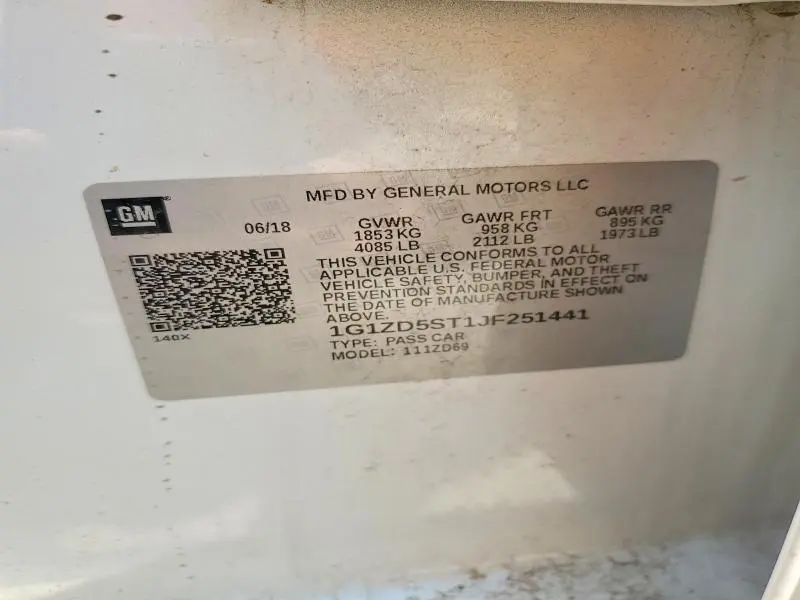 2018 CHEVROLET MALIBU LT  