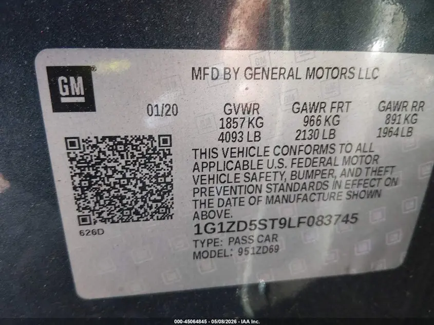 2020 CHEVROLET MALIBU FWD LT