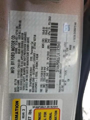 2018 FORD FUSION TITANIUM/PLATINUM HEV  