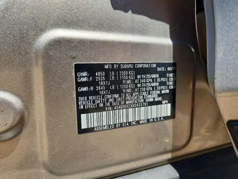 2017 SUBARU OUTBACK 3.6R LIMITED  