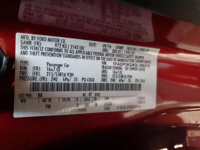 2016 FORD FOCUS SE  