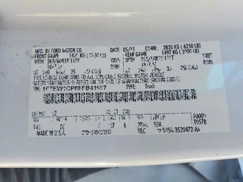 2015 FORD F150 SUPERCREW  