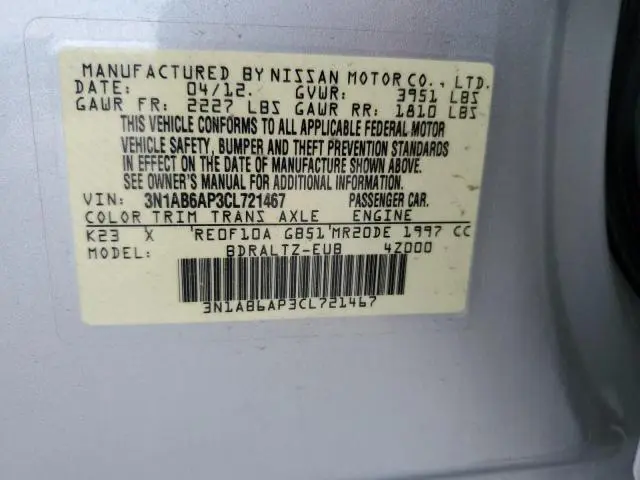 2012 NISSAN SENTRA 2.0  