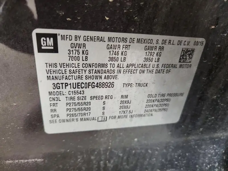 2015 GMC SIERRA C1500 SLE  
