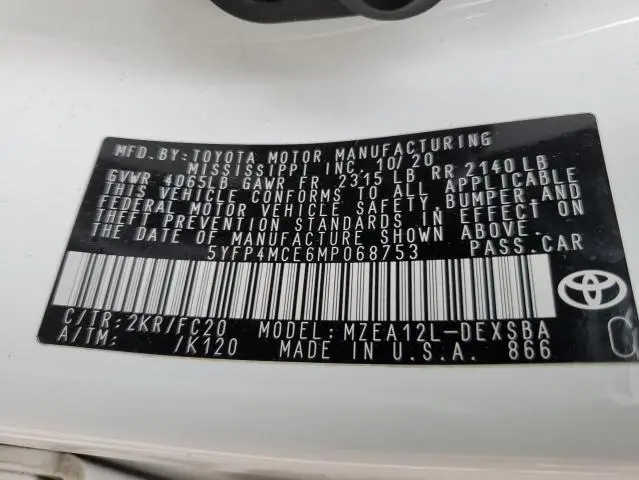 2021 TOYOTA COROLLA SE  