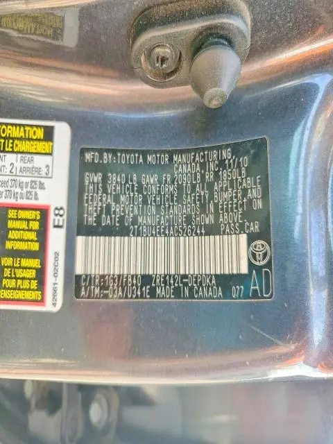 2010 TOYOTA COROLLA BASE  
