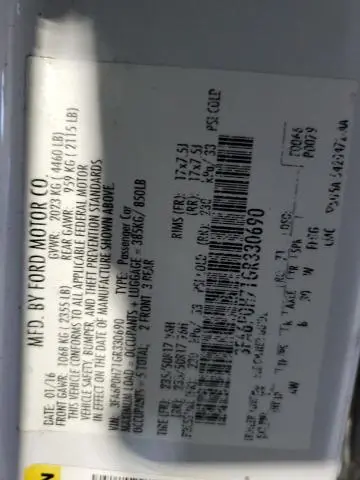 2016 FORD FUSION SE  