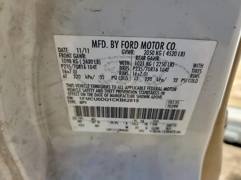 2012 FORD ESCAPE XLT  