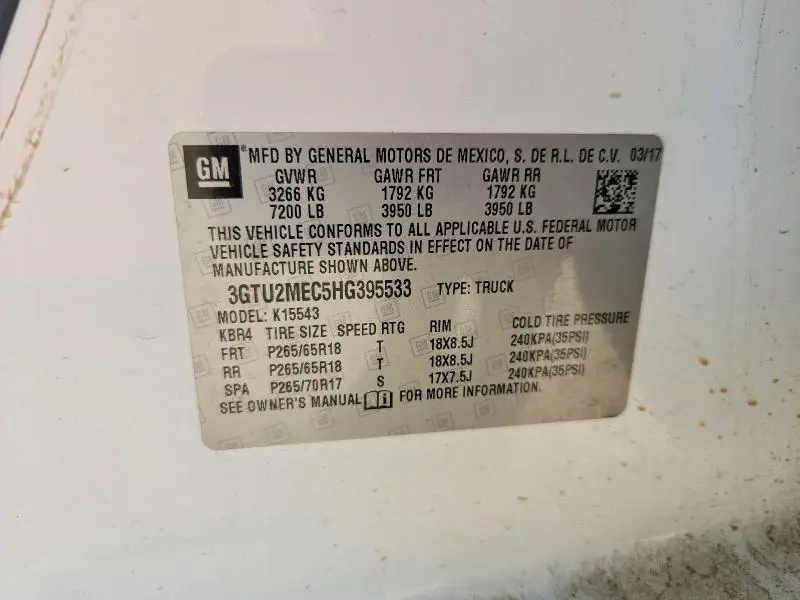 2017 GMC SIERRA K1500 SLE  