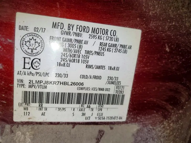 2017 LINCOLN MKX SELECT  