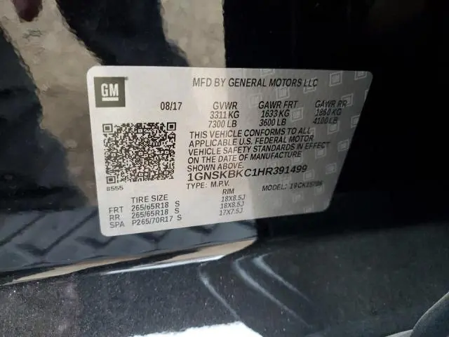 2017 CHEVROLET TAHOE K1500 LT  