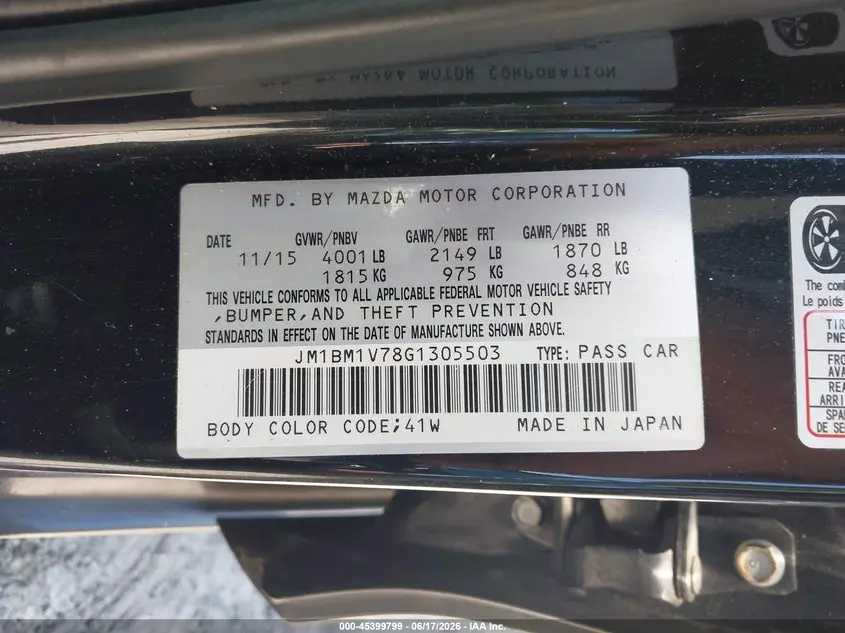 2016 MAZDA MAZDA3 I TOURING