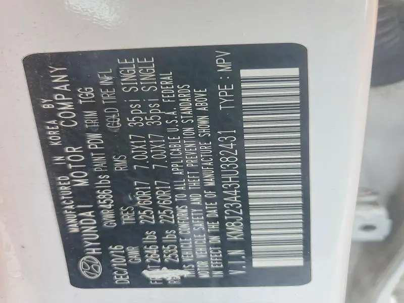 2017 HYUNDAI TUCSON SE  