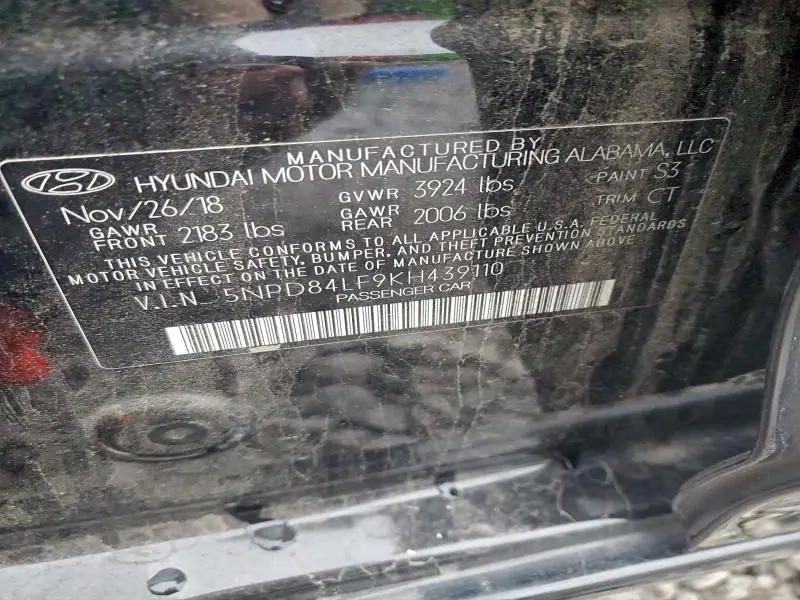 2019 HYUNDAI ELANTRA SEL  