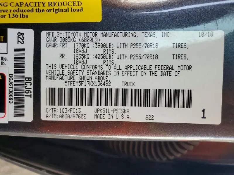 2019 TOYOTA TUNDRA CREWMAX SR5  